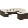 Image de vidaXL Ensemble de salon de jardin 12 pièces avec coussins Marron Poly rotin