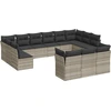 Image de vidaXL Ensemble de 13 canapés de jardin avec coussins gris clair Poly rotin