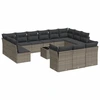 Image de vidaXL Ensemble de salon de jardin 14 pièces avec coussins Gris Poly rotin