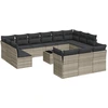 Image de vidaXL Ensemble de salon de jardin 14 pièces avec coussins gris clair Poly rotin