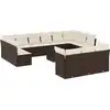 Image de vidaXL Ensemble de salon de jardin 14 pièces avec coussins Marron Poly Rattan