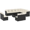 Image de vidaXL Ensemble de 13 canapés de jardin avec coussins noir poly rotin
