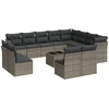 Image de vidaXL Ensemble de 13 canapés de jardin avec coussins Gris Poly Rattan