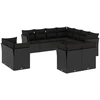 Image de vidaXL Ensemble de salon de jardin 11 pièces avec coussins noir poly rotin