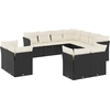 Image de vidaXL Ensemble de salon de jardin 11 pièces avec coussins noir poly rotin