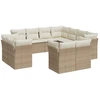 Image de vidaXL Ensemble de salon de jardin 11 pièces avec coussins Beige Poly Rattan