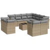 Image de vidaXL Ensemble de 12 canapés de jardin avec coussins Beige Poly Rattan