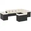 Image de vidaXL Ensemble de 12 canapés de jardin avec coussins noir poly rotin