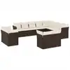 Image de vidaXL Ensemble de salon de jardin 12 pièces avec coussins Marron Poly rotin