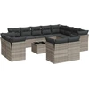 Image de vidaXL Ensemble de 13 canapés de jardin avec coussins gris clair Poly rotin