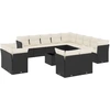 Image de vidaXL Ensemble de salon de jardin 14 pièces avec coussins noir Poly rotin