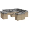 Image de vidaXL Ensemble de salon de jardin 14 pièces avec coussins Beige Poly Rattan