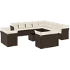 Image de vidaXL Ensemble de salon de jardin 14 pièces avec coussins Marron Poly Rattan