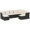 Image de vidaXL Ensemble de salon de jardin 9 pièces avec coussins noir poly rotin