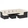 Image de vidaXL Ensemble de 10 canapés de jardin avec coussins noir poly rotin
