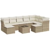 Image de vidaXL Ensemble de salon de jardin 10 pièces avec coussins Beige Poly Rattan
