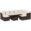 Image de vidaXL Ensemble de salon de jardin 10 pièces avec coussins Marron Poly Rattan