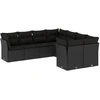 Image de vidaXL Ensemble de jardin canapé 8 pièces avec coussins noir poly rotin