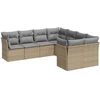 Image de vidaXL Ensemble de jardin canapé 8 pièces avec coussins Beige Poly Rattan