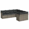 Image de vidaXL Ensemble de jardin canapé 8 pièces avec coussins Gris Poly rotin