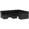 Image de vidaXL Ensemble de salon de jardin 11 pièces avec coussins noir poly rotin