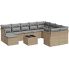 Image de vidaXL Ensemble de salon de jardin 11 pièces avec coussins Beige Poly Rattan