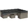 Image de vidaXL Ensemble de salon de jardin 11 pièces avec coussins Gris Poly rotin
