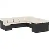 Image de vidaXL Ensemble de salon de jardin 11 pièces avec coussins noir poly rotin