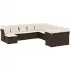 Image de vidaXL Ensemble de salon de jardin 11 pièces avec coussins Marron Poly rotin