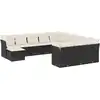 Image de vidaXL Ensemble de 12 canapés de jardin avec coussins noir poly rotin