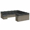 Image de vidaXL Ensemble de salon de jardin 12 pièces avec coussins Gris Poly rotin