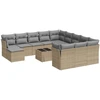 Image de vidaXL Ensemble de 13 canapés de jardin avec coussins Beige Poly Rattan