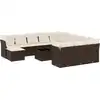 Image de vidaXL Ensemble de 13 canapés de jardin avec coussins Marron Poly Rattan