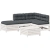 Image de vidaXL Ensemble salon de jardin 5 pièces avec coussins blanc pin massif