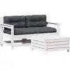 Image de vidaXL Ensemble salon de jardin 3 pièces avec coussins blanc pin massif