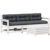Image de vidaXL Ensemble salon de jardin 4 pièces avec coussins blanc pin massif