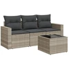 Image de vidaXL Ensemble de salon de jardin 4 pièces avec coussins gris clair Poly rotin