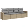 Image de ensemble de salon de jardin 4 pièces avec coussins Beige Poly Rattan