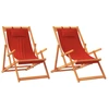 Image de vidaXL Chaises de plage 2 pcs. Pliable Rouge Tissu
