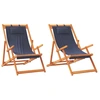 Image de vidaXL Chaises de plage 2 pcs. Pliable Bleu Tissu