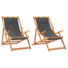 Image de vidaXL Chaises de plage 2 pcs. Pliable Gris Tissu