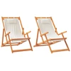 Image de vidaXL Chaises de plage pliantes 2 pcs. Tissu crème