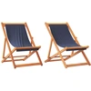 Image de vidaXL Chaises de plage 2 pcs. Pliable Bleu Tissu