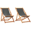 Image de vidaXL Chaises de plage 2 pcs. Pliable Gris Tissu
