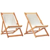 Image de vidaXL Chaises de plage pliantes 2 pcs. Tissu blanc crème