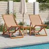 Image de vidaXL Chaises de plage 2 pcs. Pliable Taupe Tissu et bois massif