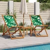 Image de vidaXL Chaises de plage 2 pcs. Pliable Motif Feuilles Tissu et bois massif