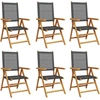 Image de vidaXL Chaise de jardin Réglable 6 pcs. noir Poly rotin massif