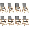 Image de vidaXL Chaise de jardin Réglable 8 pcs. noir Poly rotin bois massif