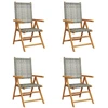 Image de vidaXL Chaise de jardin Réglable 4 pcs. Gris Poly Rotin Massif